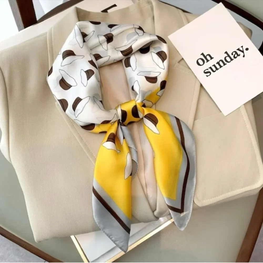 Satin Hair Scarf Women Handkerchief Printed Female Square Scarf